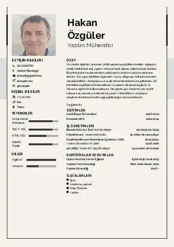 Yazılım Mühendisi Cv Örnekleri cv indir
